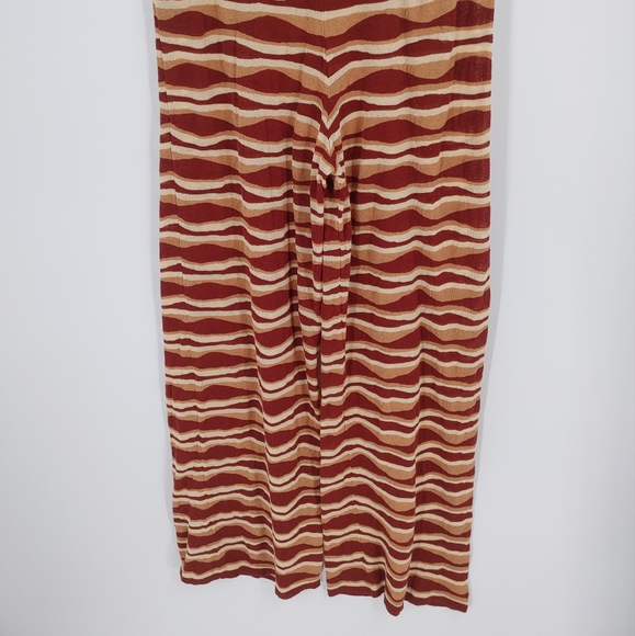 Zara Red and Cream Patterned Flare Pants - Picture 3 of 5